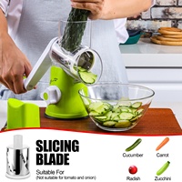 Râpe à tambour en acier inoxydable vert, trancheuse à salade et légumes, déchiqueteuse multifonctionnelle manuelle pour fromage et pommes de terre