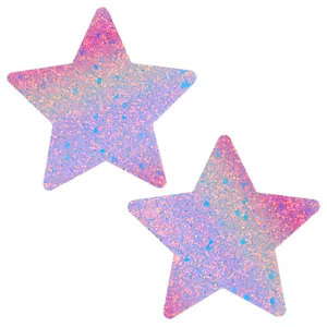 In Stock Iridescent Pink Nipple Covers Rave Festivals Sexy Glitter Pasties Nipple Disposable UV Reactive Nipple Covers
