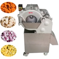 Elektrische aardbeienblokjes snijmachine, automatische kokosnoot-, ananas-, appel- en mangoblokkjes snijder voor gebruik in bakkerijen en fruitverwerkingsbedrijven