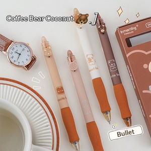 Stylo effaçable en plastique Matcha Cloud Coffee Bear, papeterie étudiante, stylo à bouton de préhension, encre noire et bleue 0,5 mm, lot de 4 - Product Image 4