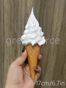 Plastic Simulation Food Model Prop Decoration Double Colors DIY Ice Cream Faux Cone Waffle 17cm 6.7inch Display ASMR Video Show - Product Image 3
