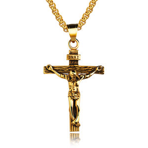 Colgante de cruz de Jesús para hombres y mujeres, collar con cadena de acero inoxidable, plateado, plata/oro, regalo de joyería - Product Image 6