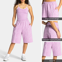 Shorts de sport amples personnalisés pour femmes, imprimé léopard, pour la gym, le fitness, la course, le yoga et les activités de plein air - Vente en gros