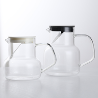 Design moderne 700ml/1000ml pichet en verre transparent couvercle filtrant en plastique haute résistance à la chaleur infuseur boissons chaudes et froides cafetière