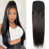Extensions de cheveux naturels à cordon de serrage, extensions de cheveux humains Remy vierges pour femme