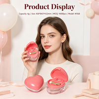 ISMAN Luxury 6g Pink Double Layer Heart Shape Blush Case Lip Mask Container With Brush Flip Top Plastic Wholesale Private Label