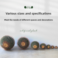 Cactus artificiel haut de gamme en PE bionique, réaliste, floqué, avec capuchon doré, grande taille, faux cactus baril d'intérieur, vente en gros