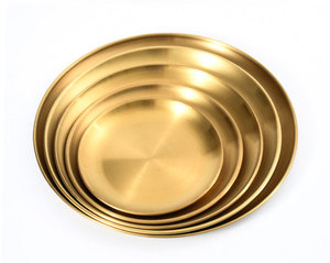 Offre Spéciale <span class=keywords><strong>plaque</strong></span> <span class=keywords><strong>de</strong></span> style coréen <span class=keywords><strong>de</strong></span> luxe, assiettes en métal doré pour assiette alimentaire, plat en or - Product Image 2