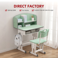 Bureau d'apprentissage pour enfants réglable en hauteur QM70-DLPN, table d'étude et chaise avec étagère
