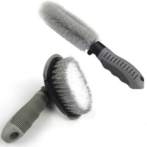 <b>Wheel</b> <b>Brush</b> Curved Straight Handle Tire Cleaning <b>Brush</b> For Car Steel Rim PVC Material - Product Image 2