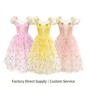 Vestido Tutú Romántico Rosa Floral para Mujer, Disfraz de Ballet de Tul Suave con Apliques de Flores para Actuación de Coopelia - Product Image 1