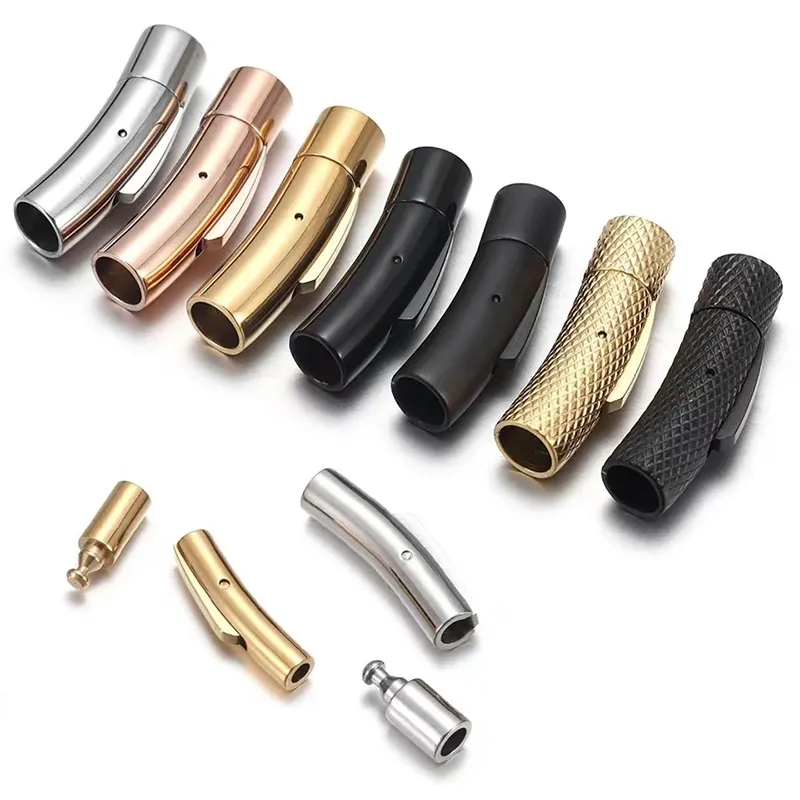 2mm 3mm 4mm 6mm Hole Push lock Stainless Steel Bayonet bracelet lock Clasps for Leather Cord Bracelet Jewelry Making Accessories