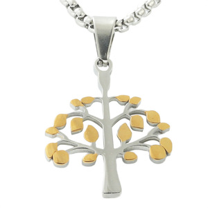 yunnique <b>Tree</b> Of Life Pendant Stainless Steel Unisex <b>Necklace</b> Retro Geometric Plant Design 120104 - Product Image 1