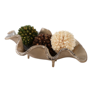Ciotola Decorativa in Metallo Ondulato, Elemento d'Arredo Costiero per Soggiorno e Tavolino da Caffè - Product Image 2