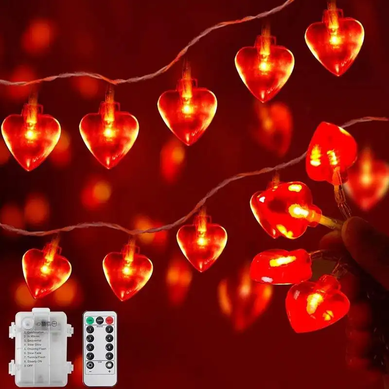 2024 nuova luce rossa calda dell'atmosfera luminescente alimentata a batteria per le decorazioni di nozze di San Valentino
