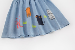 Kids <b>Clothes</b> Shirt Collar Princess Sleeveless Cartoon <b>Cat</b> Print Woman Jeans Dresses for Girls - Product Image 5