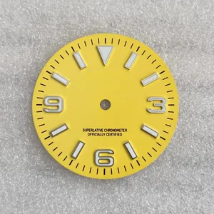 Reloj personalizado parte nuevo hielo azul Amarillo Blanco azul luminoso modificado S Dial Sunray 369 clavos 28,5 MM adecuado NH35/NH36/8215