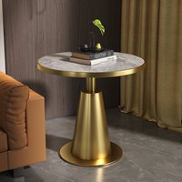 Mesa de Centro Moderna de Lujo con Panel de Piedra y Base Pulida para Habitaciones de Hotel, Oficinas de Ventas y Salas de Exhibición