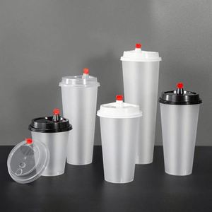 Gobelets en plastique jetables populaires de 90 mm de diamètre en PP avec couvercles pour boissons à emporter - Café, thé, boissons chaudes et froides - Product Image 2