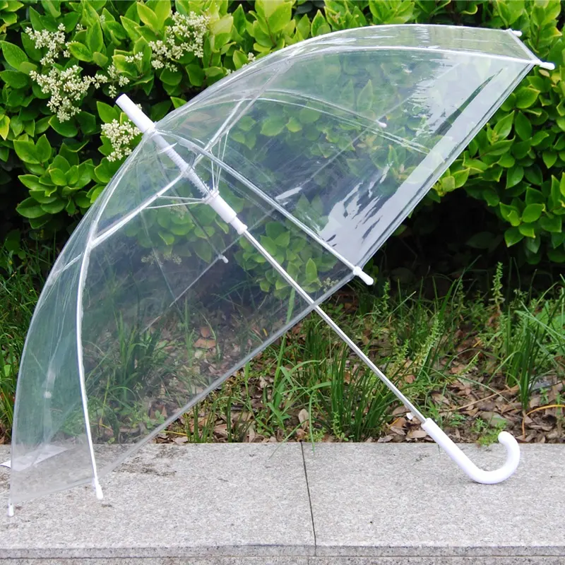 Cetak kustom pvc payung transparan untuk anak-anak dan dewasa