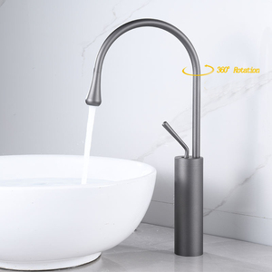 Robinet de salle de bain moderne de luxe à une poignée Rotation à 360 degrés Forme de goutte d'eau Grand <span class=keywords><strong>mitigeur</strong></span> de lavabo en laiton céramique pour hôtels - Product Image 5
