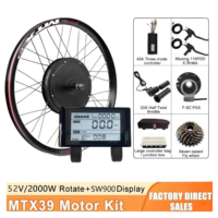 Kit de conversion de vélo électrique avec moteur à moyeu sans balais 48V 52V 2000W, compatible avec jantes MTX 20-29 pouces, écran LCD et contrôleur 45A