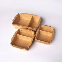 Boîte à salade carrée jetable en papier couché écologique à 2 compartiments avec couvercle transparent, de qualité alimentaire, pour la préparation des repas à emporter