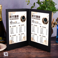 Restaurant Led Lumineux Menu Titulaire 3 Page En Cuir PU Light Up Menu Livre Couverture Pour Bar Boîte De Nuit