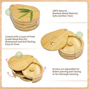 Plateau rotatif à trois niveaux en bambou pour sel, sucre et citron vert, accessoires pour cocktails - Product Image 2