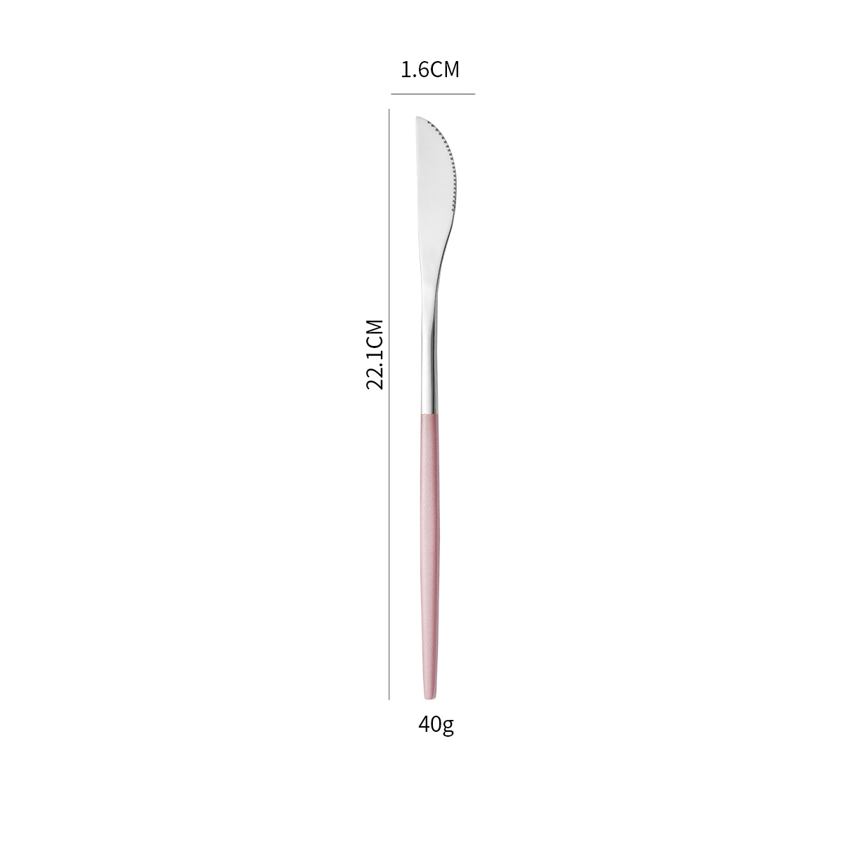 Cuchillo de mesa plateado rosa