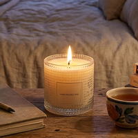 Porte-bougies en verre côtelé, pot à bougie de luxe, porte-bougies en verre coloré, coupelle à bougie en verre à fond rond pour la fragrance d'intérieur