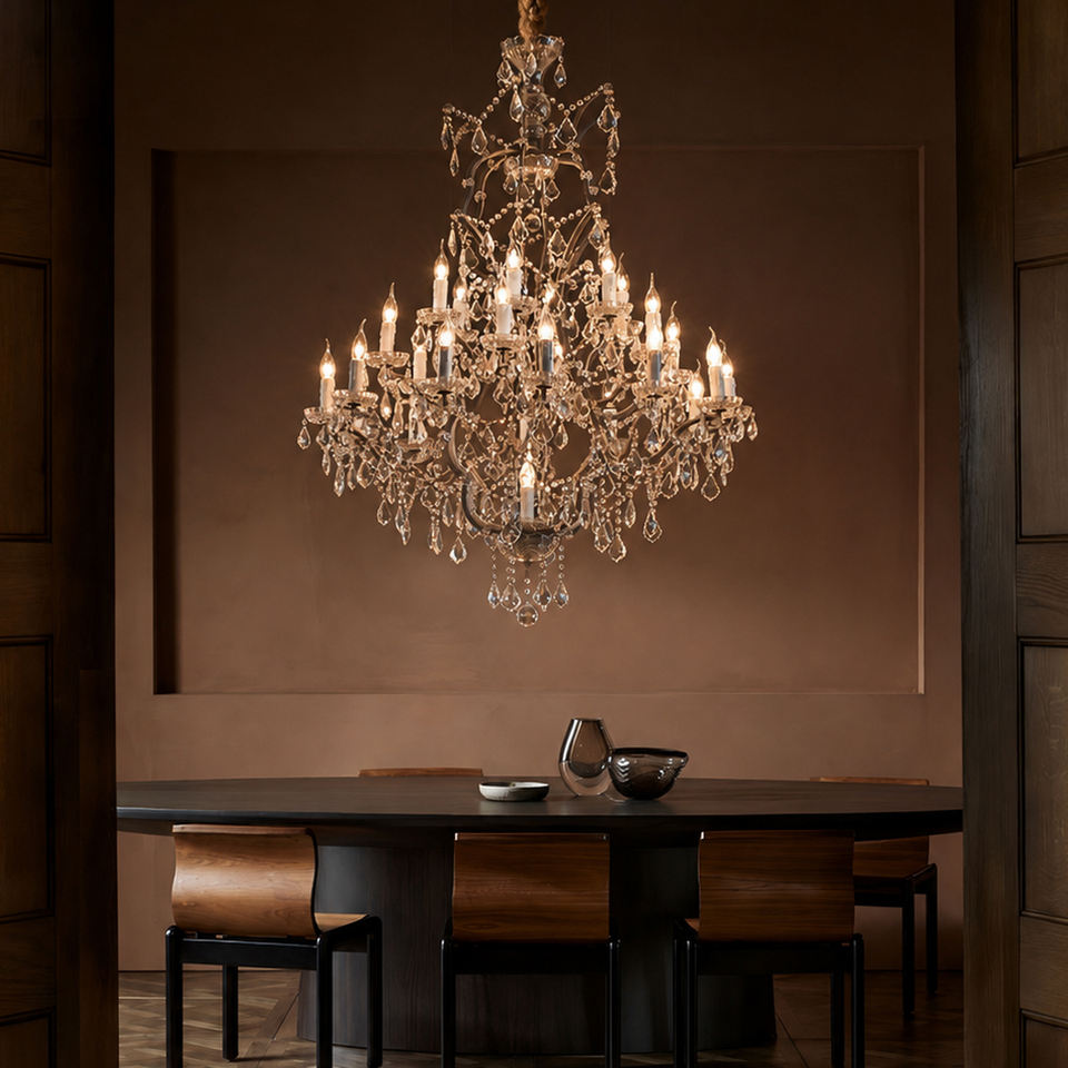 Multi Tier Candle Crystal Chandelier Clear Teardrop Crystal Pendant ...