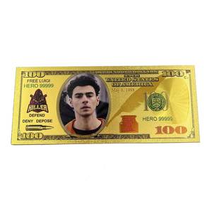 Free Shipping American Celebrity Luigi Nicholas Mangione 100 Dollar Polymer Gold Foil Banknote - Product Image 6