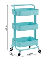Chariot utilitaire roulant à 3 niveaux en acier inoxydable avec tiroirs, revêtement poudré, couleurs personnalisables, écologique, rangement multifonctionnel pour