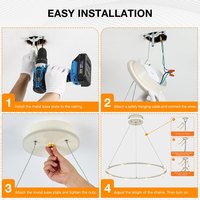 Lámpara de Techo LED de Lujo con Anillo Circular, Estilo Moderno para Comedor y Sala de Estar, en Dorado/Blanco/Negro