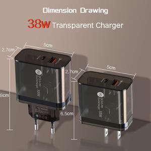 38W Wall Filled Transparent Space Capsule PC+ABS Fire Retardant PD20W USB3.0 Travel Charger for Mobile Phones - Product Image 2