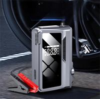 Démarreur de batterie avec gonfleur de pneus, booster de batterie, compresseur d'air portable 12V rechargeable, pompe à air 150 PSI avec arrêt automatique PR