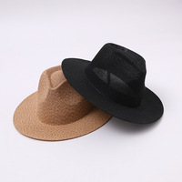 Nouvelle Arrivée Été – Chapeau Fedora en Polyester Tressé Multicolore pour Femme – Simple, Décontracté, Protection Solaire Extérieure