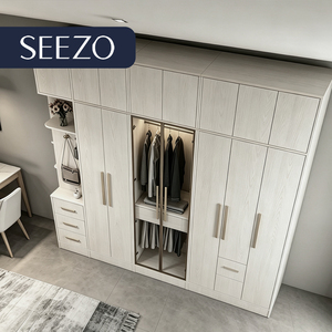 Armadio <span class=keywords><strong>su</strong></span> <span class=keywords><strong>Misura</strong></span>, Produttore di Mobili, Unità con Ripiani Aperti, Pannello Impermeabile, Armadio Moderno Semplice per Progetti Commerciali con <span class=keywords><strong>Specchio</strong></span> - Product Image 3