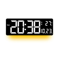 Horloge murale multifonctionnelle 16 pouces, best-seller transfrontalier, avec affichage RGB changeant de couleur, thermomètre, phases de lune et alarme