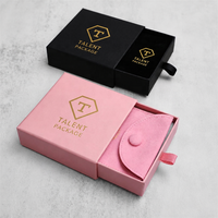 Boîte d'emballage rigide personnalisée pour bijoux, style tiroir coulissant de luxe avec pochette en velours doux pour la personnalisation de la marque de bijoux