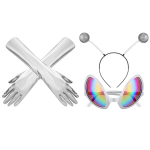 Conjunto de guantes y gafas de disfraz de alienígena con diadema con purpurina para cosplay de Halloween de 8 a 13 años - Product Image 1