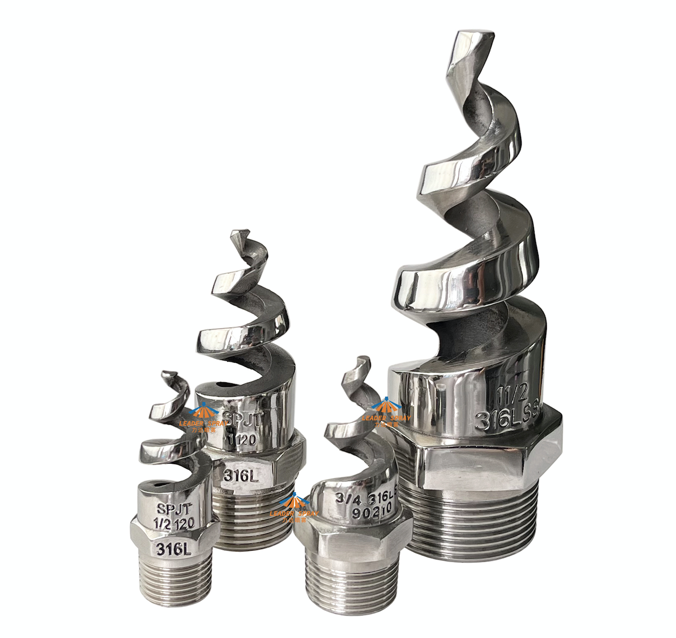 Uxcell 316 Stainless Steel Spiral Cone Nozzles - 3/8BSPT Thread, 4-Pack Atomization Sprinklers