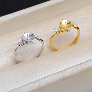 แหวนเงินแท้ S925 ปรับขนาดได้ รุ่น Wenchi ลายไม้ไผ่ พร้อมที่ใส่ไข่มุก 9-10 เม็ด อุปกรณ์ทำเครื่องประดับ DIY รุ่น 16977 - Product Image 2