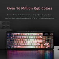 Clavier mécanique Night Sakura Tri-Mode, design Gasket, éclairage RGB, écran LCD, batterie 10 000 mAh, USB, interrupteurs Cuiyin