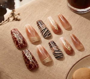 <span class=keywords><strong>Uñas</strong></span> Postizas Largas con Diseño <span class=keywords><strong>de</strong></span> <span class=keywords><strong>Leopardo</strong></span> <span class=keywords><strong>y</strong></span> <span class=keywords><strong>Cebra</strong></span> en Degradado con Lámina Dorada, <span class=keywords><strong>Uñas</strong></span> Acrílicas Artificiales Reutilizables para Mujer - Product Image 2