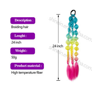 Shinein 24 Inch Handmade Twist Lantern Bubble Braids Pony Hairpiece Synthetic Colorful Jumbo <strong>Braiding</strong> <strong>Hair</strong> Extensions - Product Image 2
