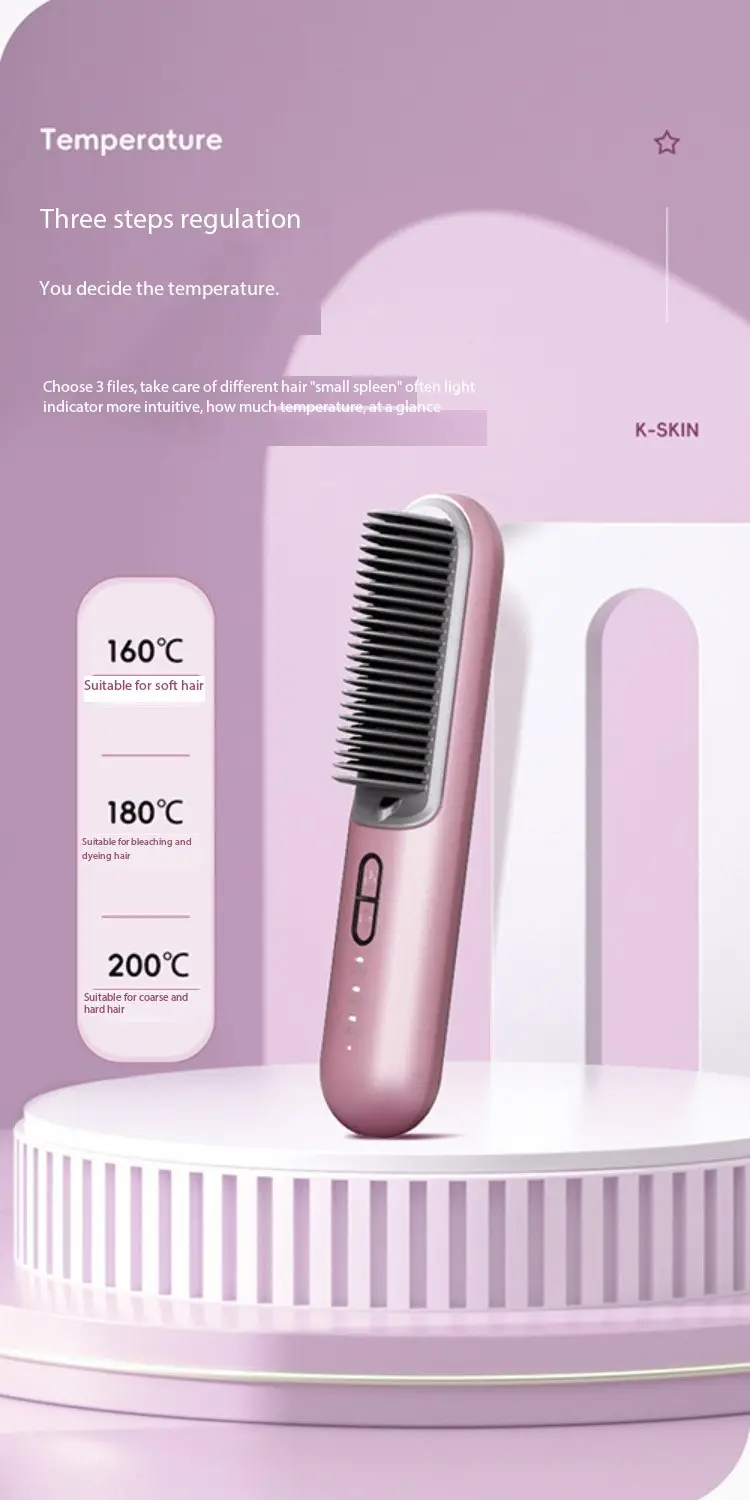 Low Price Cordless Wireless Electric Hair Straightener brush Flat Irons Comb Portable Styler Hair Caring for Travel