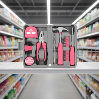 24 pièces, outils ménagers de base roses pour femmes, petit kit d'outils pour la promotion de cadeaux, ensemble d'outils de bricolage pour la maison