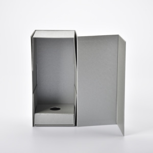 Boîte cadeau de bouteille de vin pliante de luxe en argent personnalisé portable magnétique écologique - Product Image 1